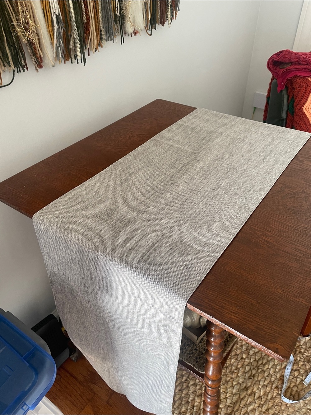 Neutral Gray Linen-Style Table Runner - Home Dining like new